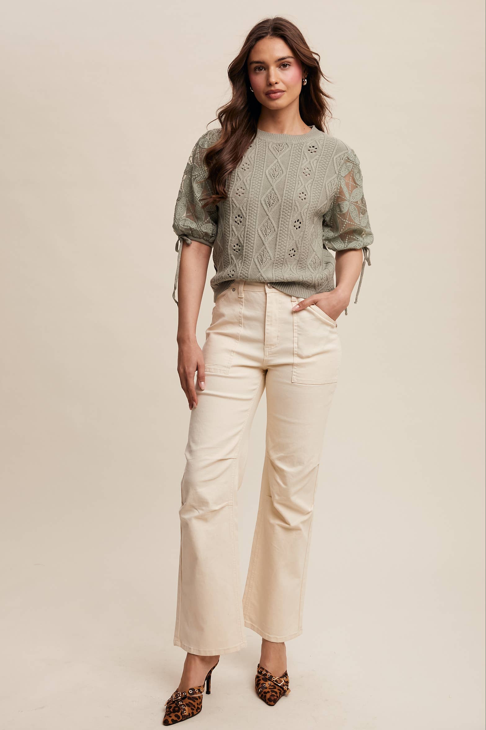 Listicle – Pulôver - Mulher por atacado – Top de Malha com Mangas Bufantes e Ilhós39