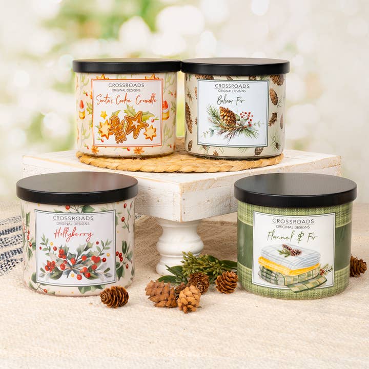 Crossroads Original Designs - Wholesale Jar/Filled Candle - Holiday Country Cottage Collection - 15 oz. Pre-Pack