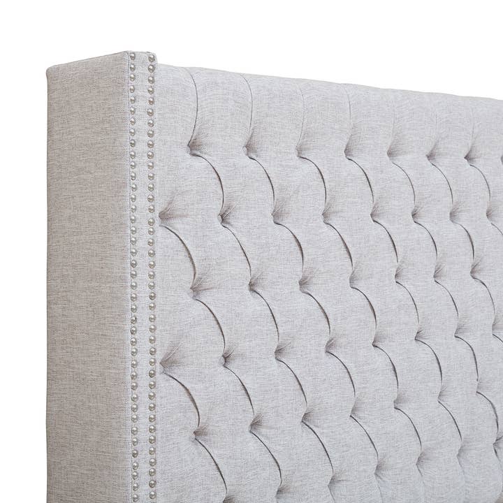 Olliix - Wholesale Headboard - Upholstered Winged Tufted Bed Headboard, Soft Grey *
