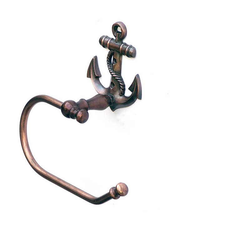 Hampton Nautical - Wholesale Towel Holder/Hanger - Antique Copper Anchor Hand Towel Holder 10"3