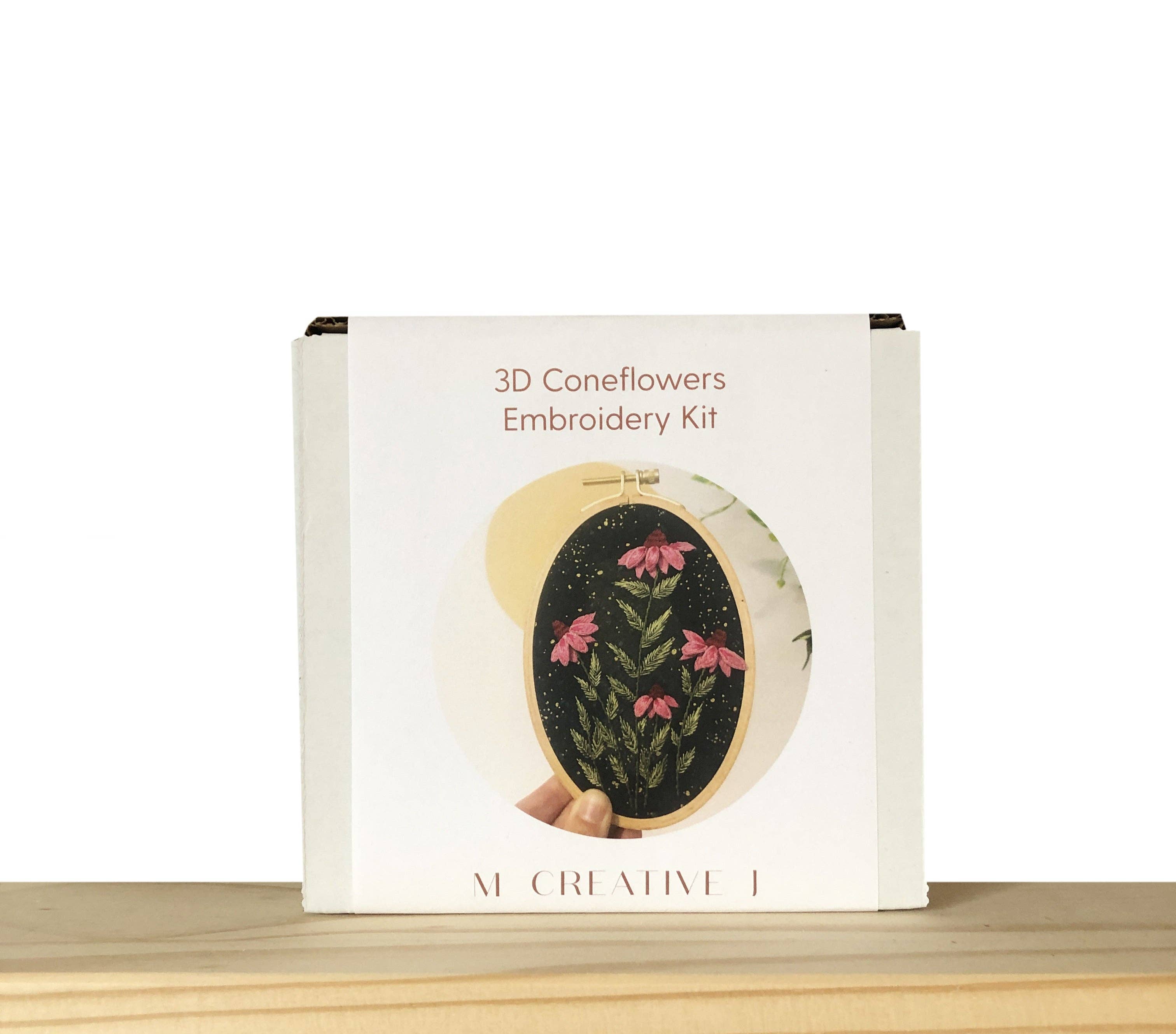 MCreativeJ - Wholesale Embroidery/Cross Stitch Supplies - 3D Coneflowers - Floral Embroidery Kit for Intermediate Stitchers2