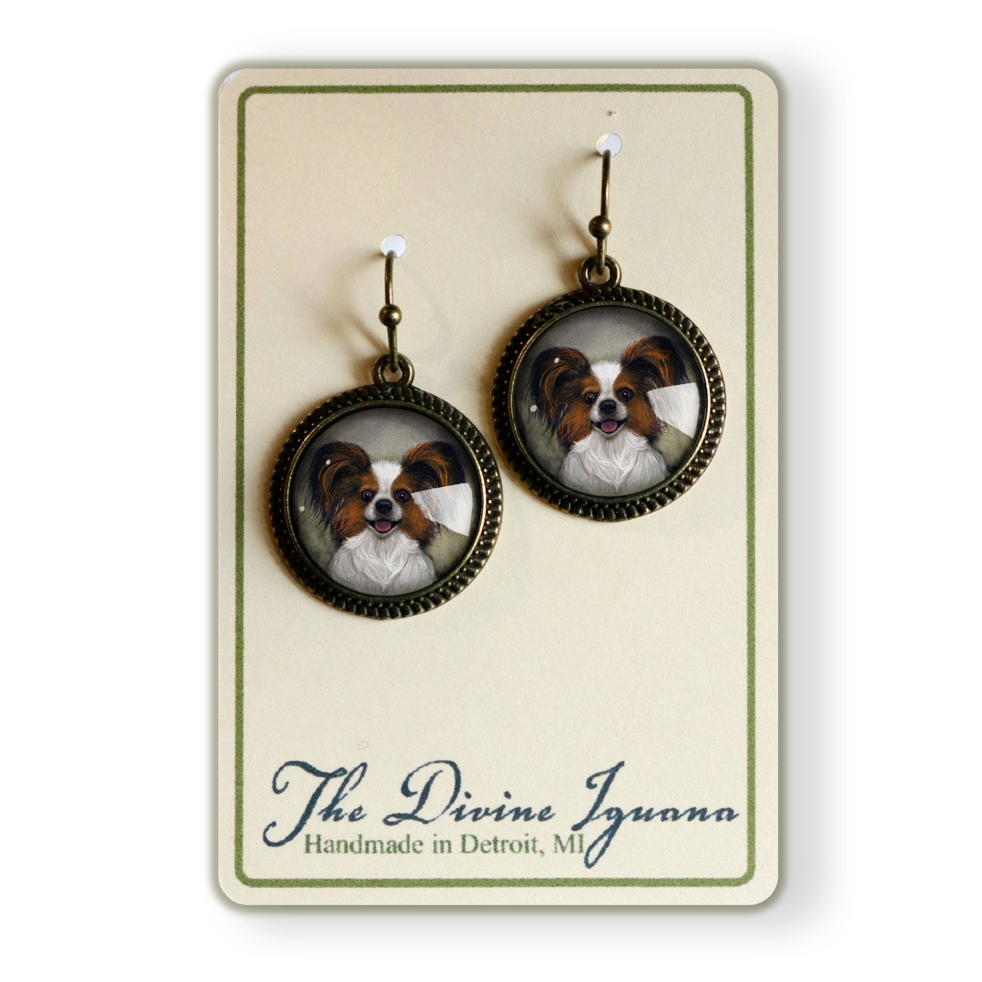 The Divine Iguana - Wholesale Dangle Earrings - Best Friends Papillon Dog Earrings 1