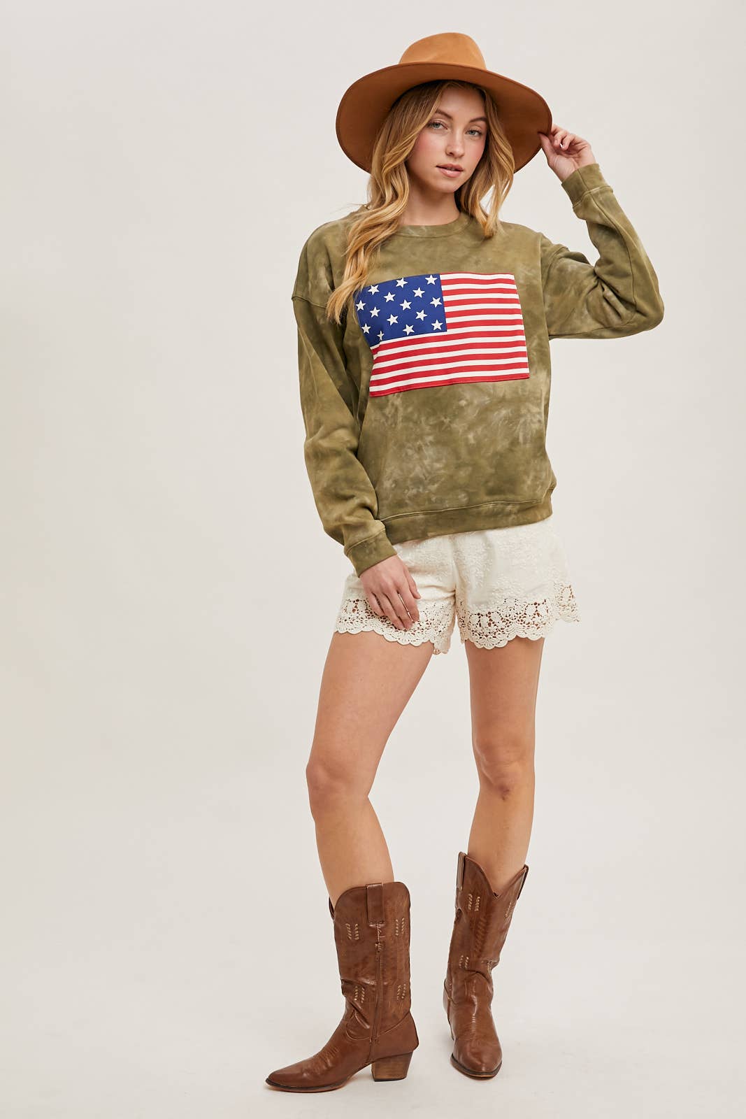 Bluivy - Wholesale Sweatshirt - Women's - US FLAG TIE-DYE SWEATSHIRT PULLOVER - 4TH OF JULY17