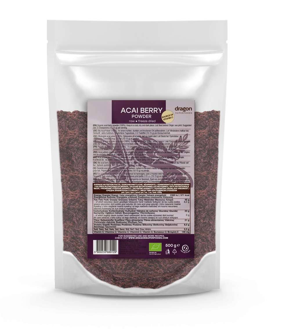 Smart Organic - Wholesale Protein/Superfood Powder - Acai Berry Powder /Freeze Dried/Dragon Superfoods, 75g/500g5