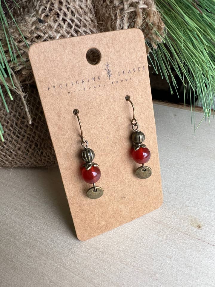 Carnelian Bronze Earrings for wholesale by Frolicking Leaves
