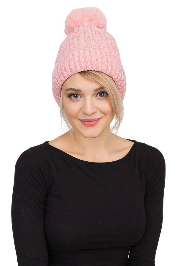 Cap Zone - Wholesale Beanie - Women's - Velvet Fleece Chevron Ribbed Knit Beanie7