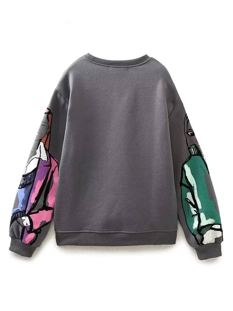 Blak Wardrob - Wholesale Graphic Sweatshirt - Women's - Modern Ladies Print Loose Fleece Sweatshirts4