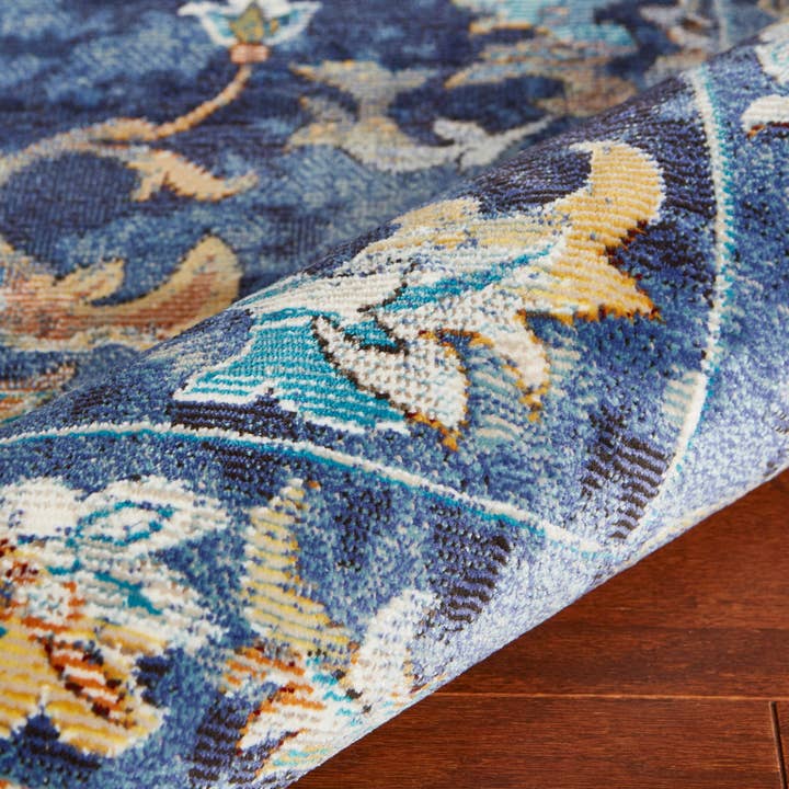 Blue Indigo Jacobean Area Rug for wholesale on Faire