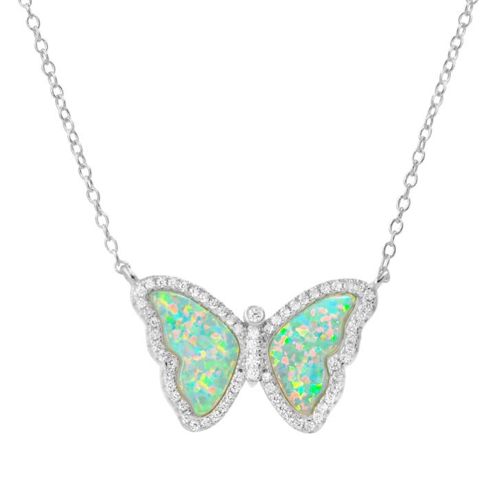 Kamaria Jewelry - Wholesale Pendant/Charm Necklace - Opal Butterfly Necklace With Crystals44