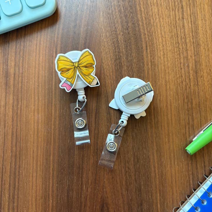 Katesy Things - Wholesale Badge Accessory - Women's - Pencil Bow Badge Reel - Teacher1