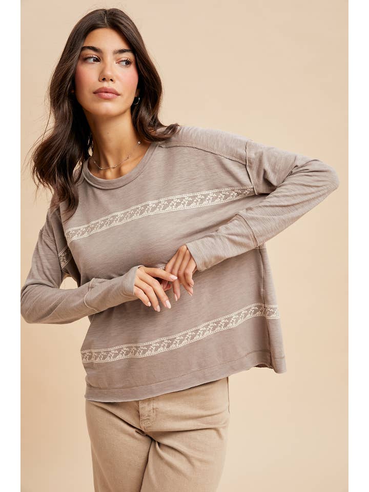 In Loom - Wholesale Blouse - Women's - FLORAL EMBROIDERY STRIPED TEE9