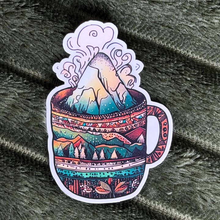 Adesivo Tazza di Caffè di Montagna | Adesivo Escursionismo | Amante del Caffè per la vendita all'ingrosso da parte di Mindful over Mind Full