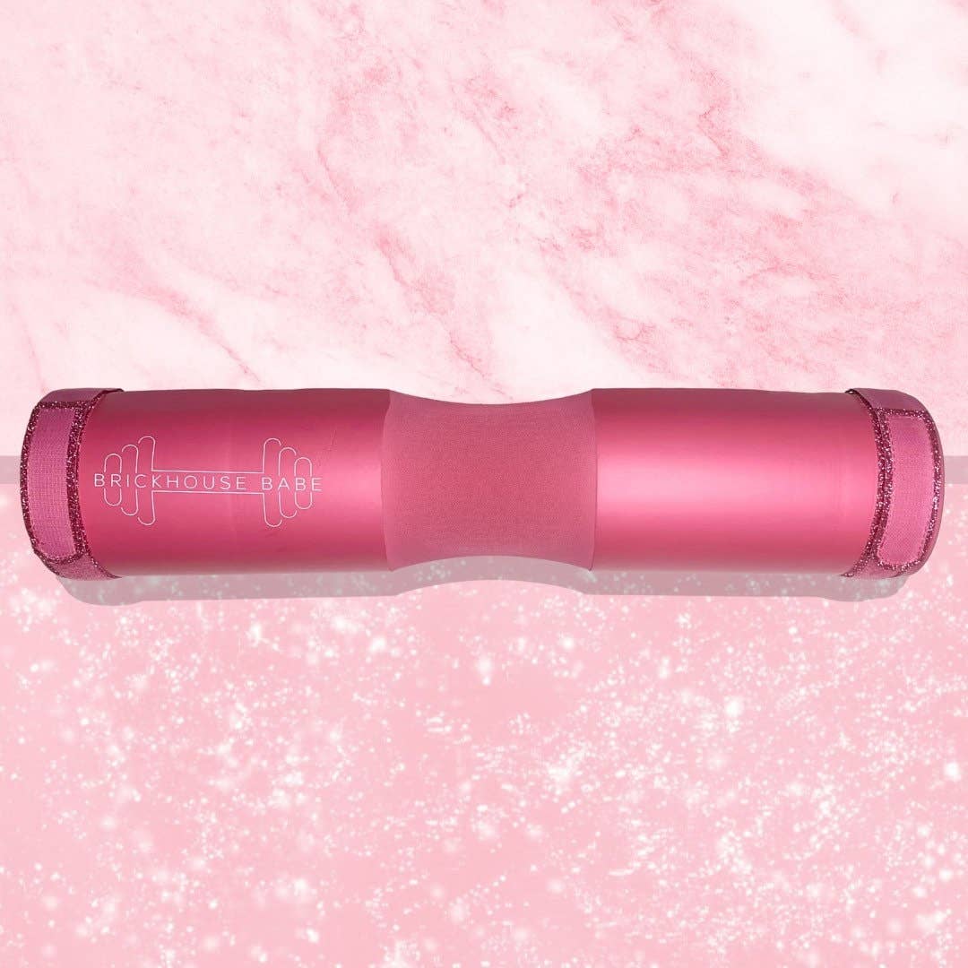 Brickhouse Babe LLC – wholesale  – Pink Barbell Pad with Glitter Straps and Carrying Bag0