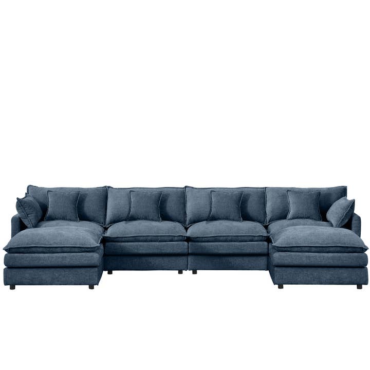 39F Inc. - Wholesale Sofa - Lunara 130" U-Shaped Sectional Sofa w 2 Ottomans,7 Colors10