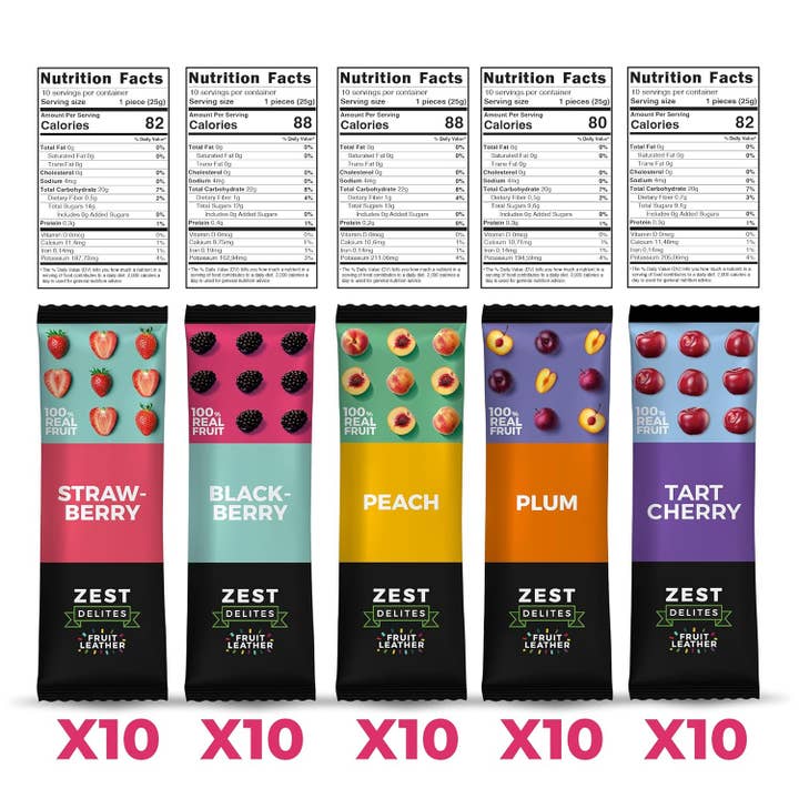 Zest Delites - Wholesale Fruit Snacks - Zest Delites Fruit Leather Snacks 0.88 oz x 50 packs1