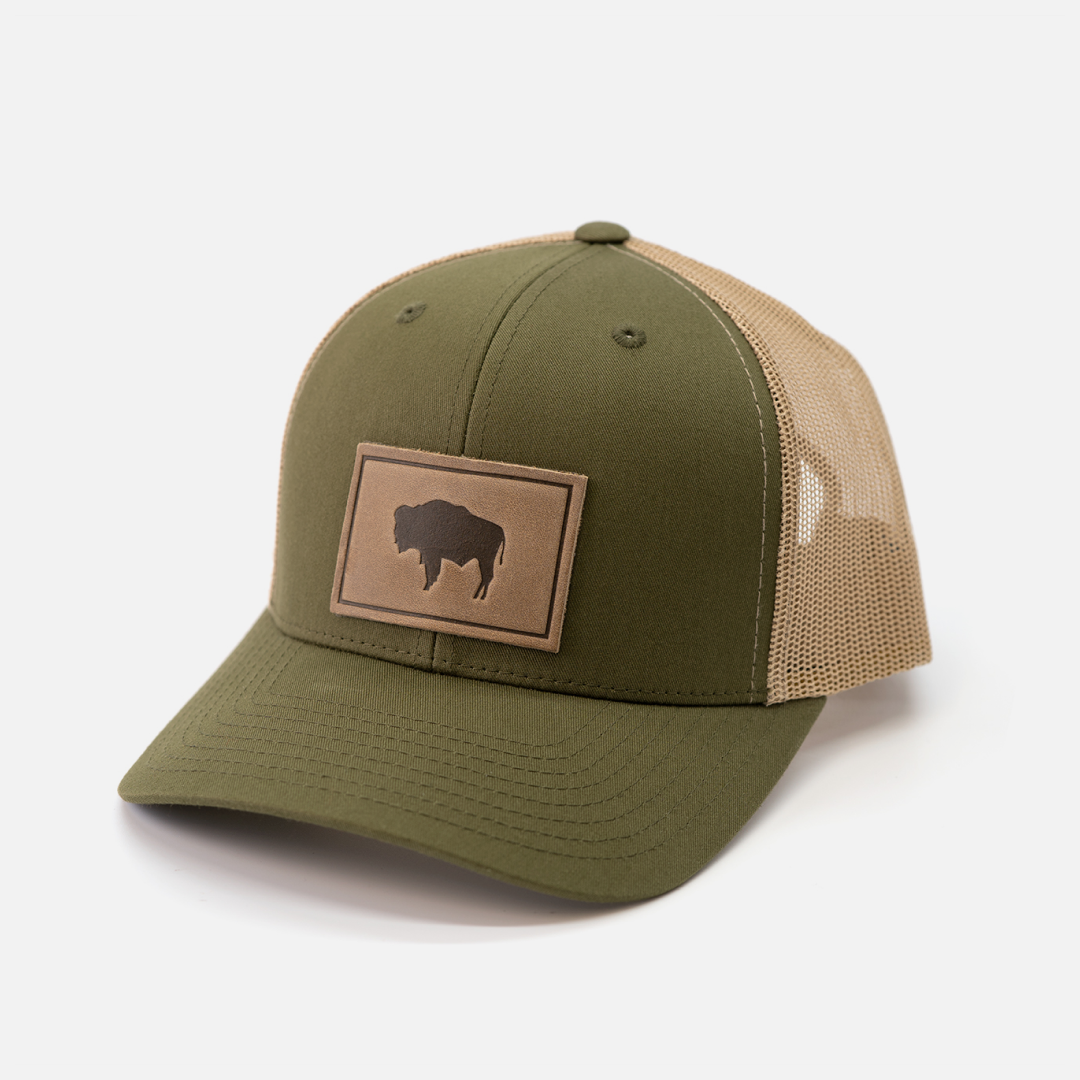 Range Leather Co. - Vente Casquette de camionneur – unisexe - Chapeau de buffle - Casquette de camionneur avec patch en cuir9