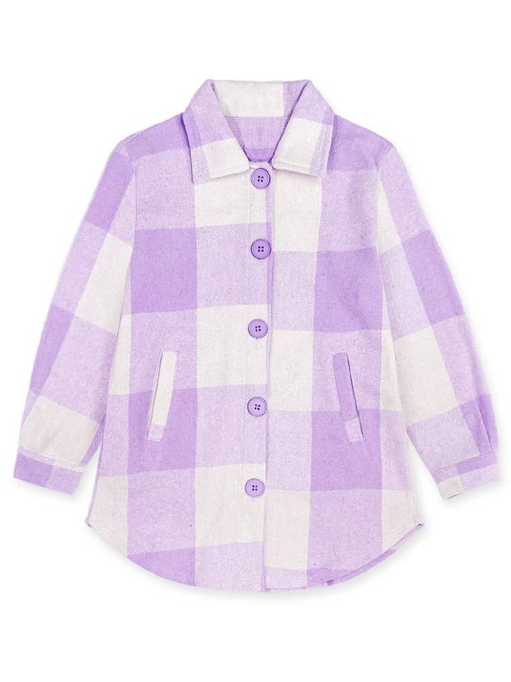 GFJ-3128B-M210 Girl's Plaid Flannel Shacket for wholesale by Cutie Patootie Clothing