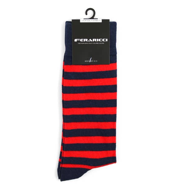Selini New York - Wholesale Socks - Men's - Men's College Striped Feraricci Sock MCS24003