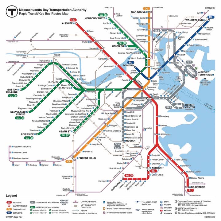 New York Puzzle Company - Wholesale Puzzle - Adult - Boston T Map Mini - 100 Piece Mini Puzzle