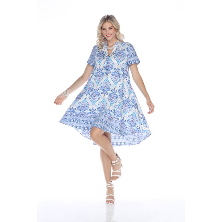 Aris A - Wholesale Dress - Women's - Santorini Breeze Print Dress