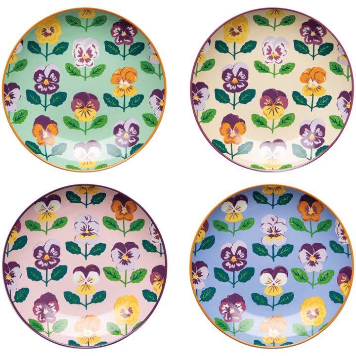 Pansy Appetizer Plates Set of 4 Assorted for wholesale by Danica Brands