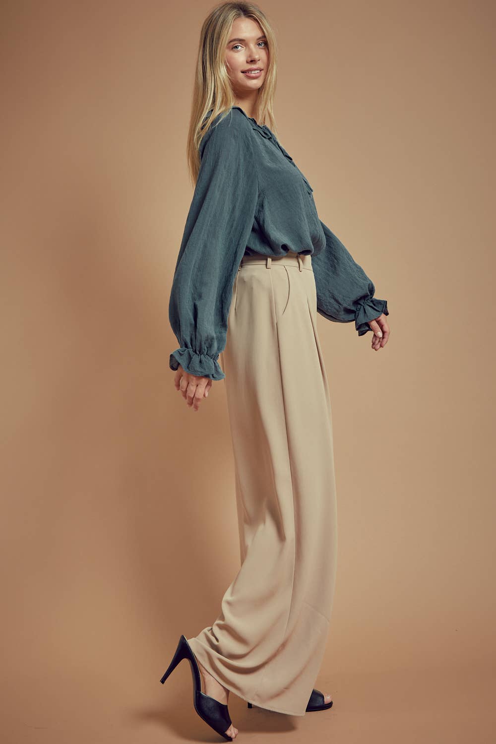 BNS - Vente Pantalon – femme - Pantalon long uni à jambes larges avec poches14