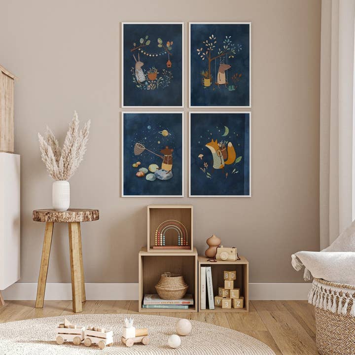 Conjunto de Impressões Artísticas Infantis de Animais da Floresta por atacado de Urchin Bay