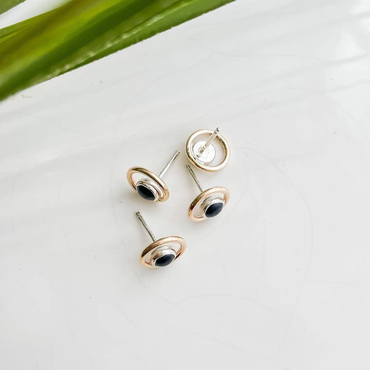 Sun & Selene - Wholesale Knopjes/oorstekers - LUNA STUDS - ZWARTE ONYX2