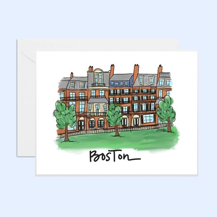 Boston Brownstone Notecard Set | Cityscape | Boston | for wholesale by Anna Whitham Co.
