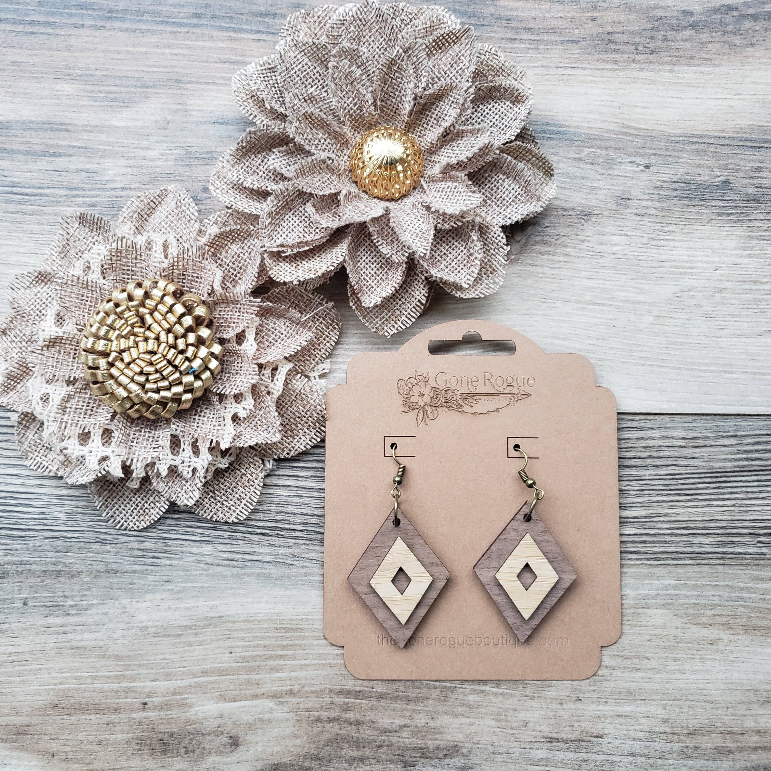 Gone Rogue Boutique - Wholesale Dangle Earrings - Walnut and bamboo dangly earrings8