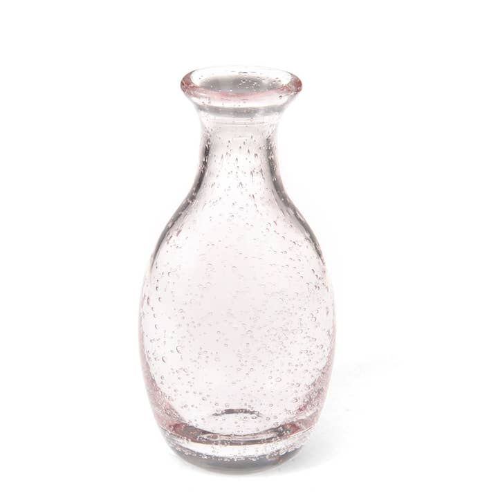 Rex London UK - Wholesale Vase - Hand Blown Bubble Glass Vase (14cm) - Rose Pink