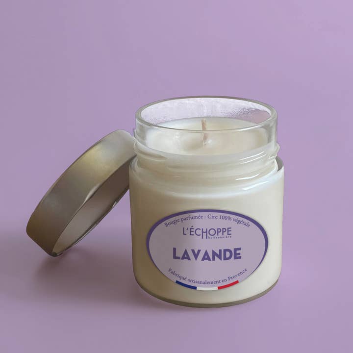 L'Échoppe Buissonnière – Großhandel Kerze im Glas / gefüllte Kerze – Lavendel - Duftkerze 180g2