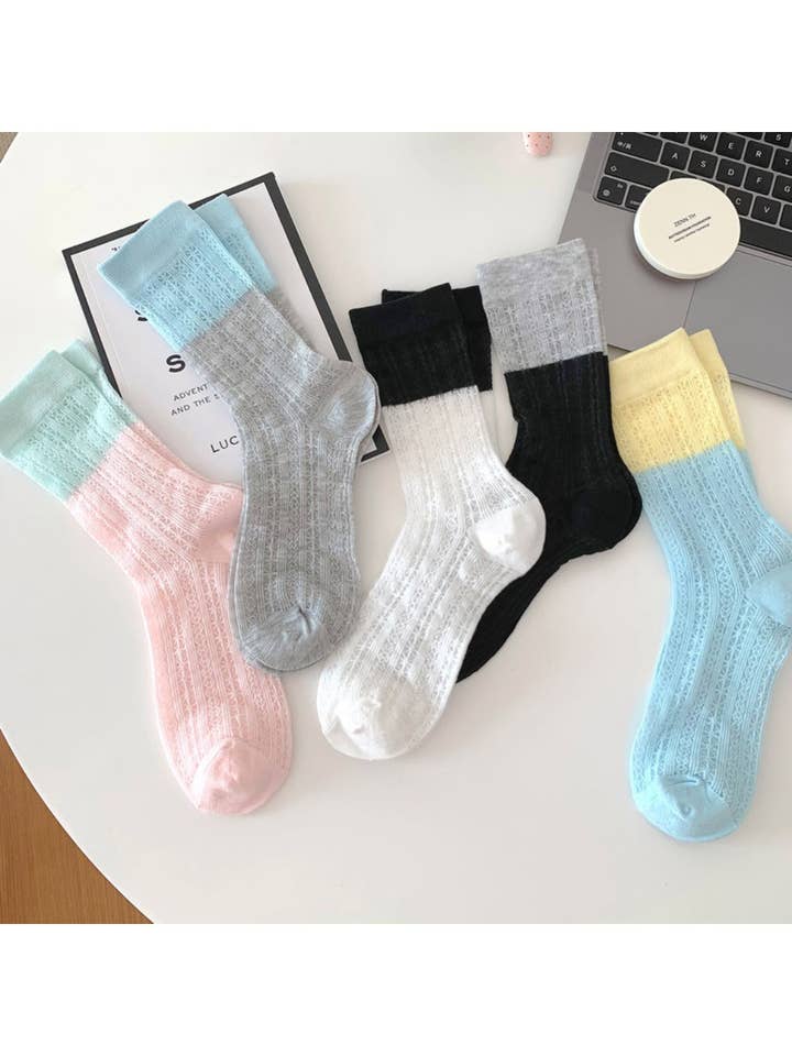 Rufia - To-farvet Delikate Strikkede Crew Sokker for engroshandel hos Funkyrel® Atzbranding Limited