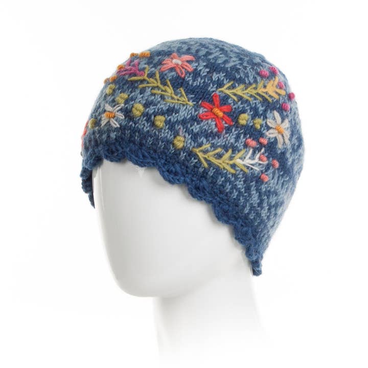 Lost Horizons Canada - Wholesale Beanie - Women's - Sadie Floral Embroidered Wool Beanie Hat4