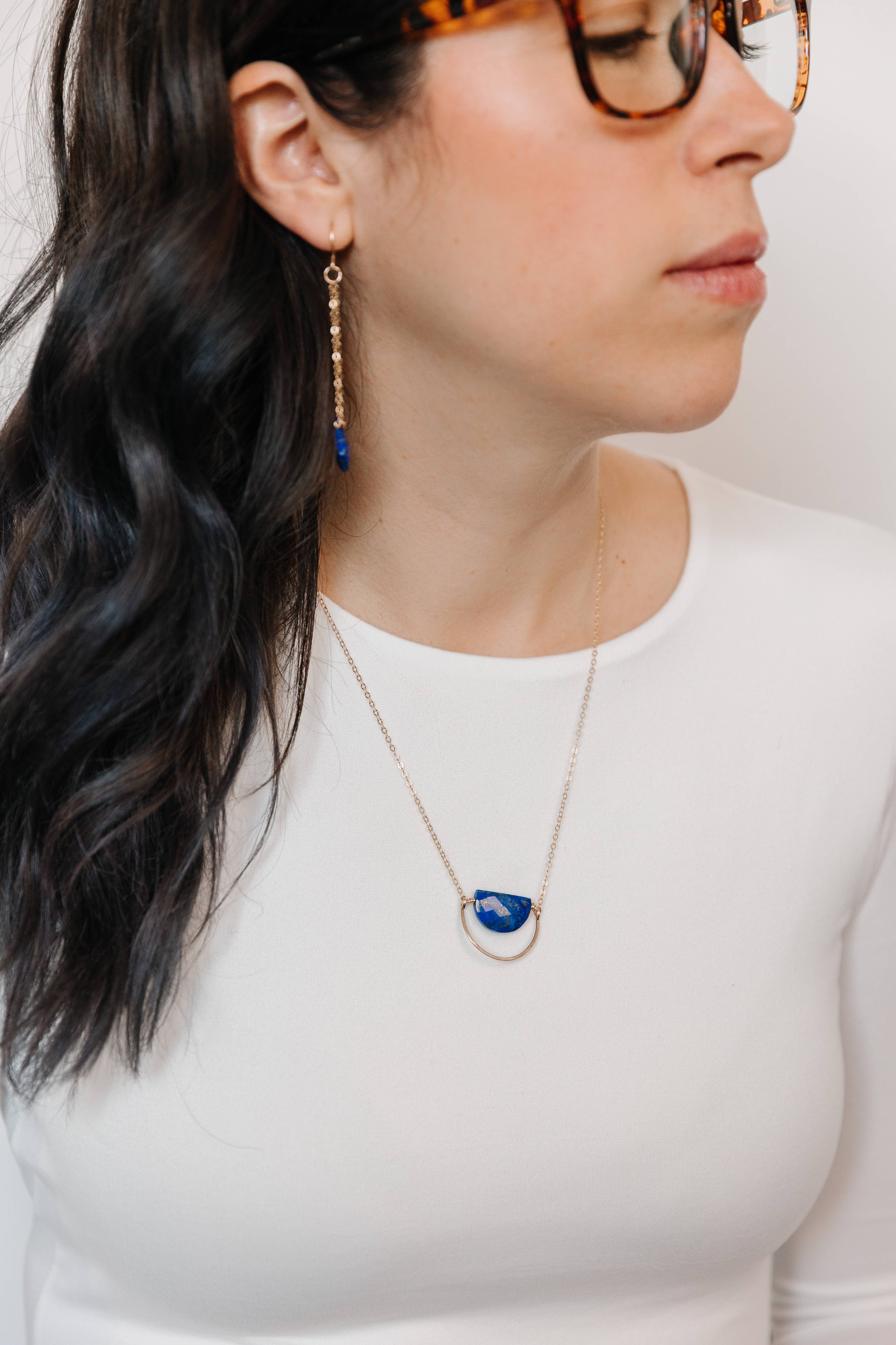 Seaflowerjewelry - Wholesale Pendant/Charm Necklace - Lapis Lazuli Pendant Necklace /Art Deco minimalist modern1
