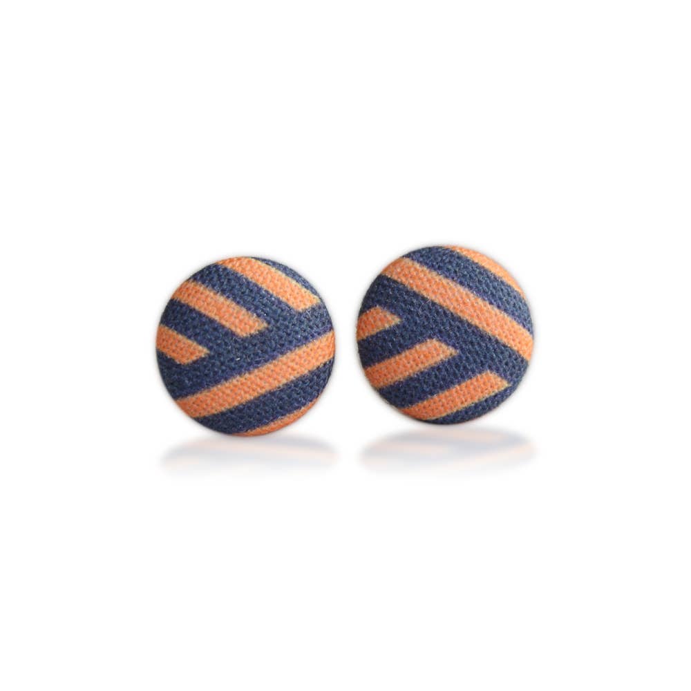 Rachel O's - Wholesale Stud/Post Earrings - Angled Stripes Fabric Button Earrings1