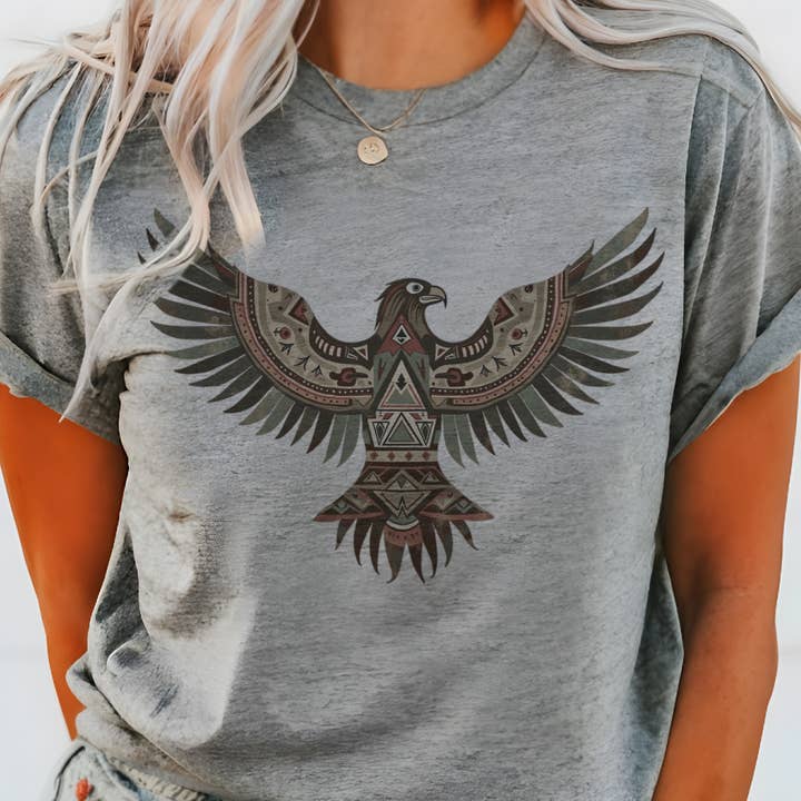 Southwestern Desert Western Aztec Boho Eagle Graphic Tees for wholesale by Par.tees by Party On!