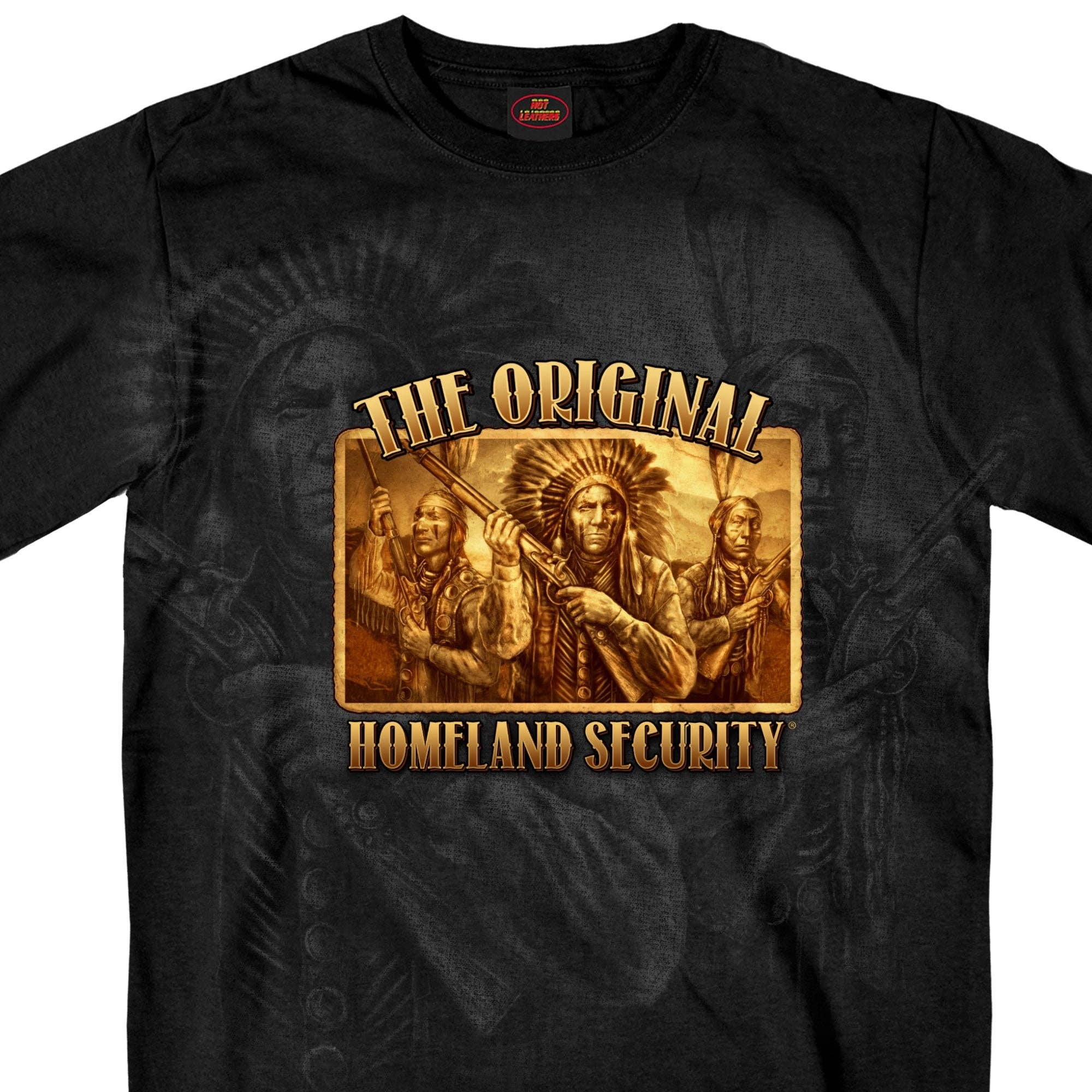 Hot Leathers GMS1460 Mens Original Homeland Security Native American Black T-Shirt for wholesale on Faire0