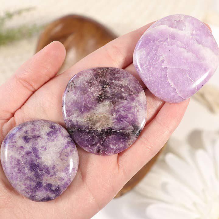 Natures Artifacts Inc - Wholesale Spiritual Stone/Crystal - Lepidolite Crystal Palm stones11