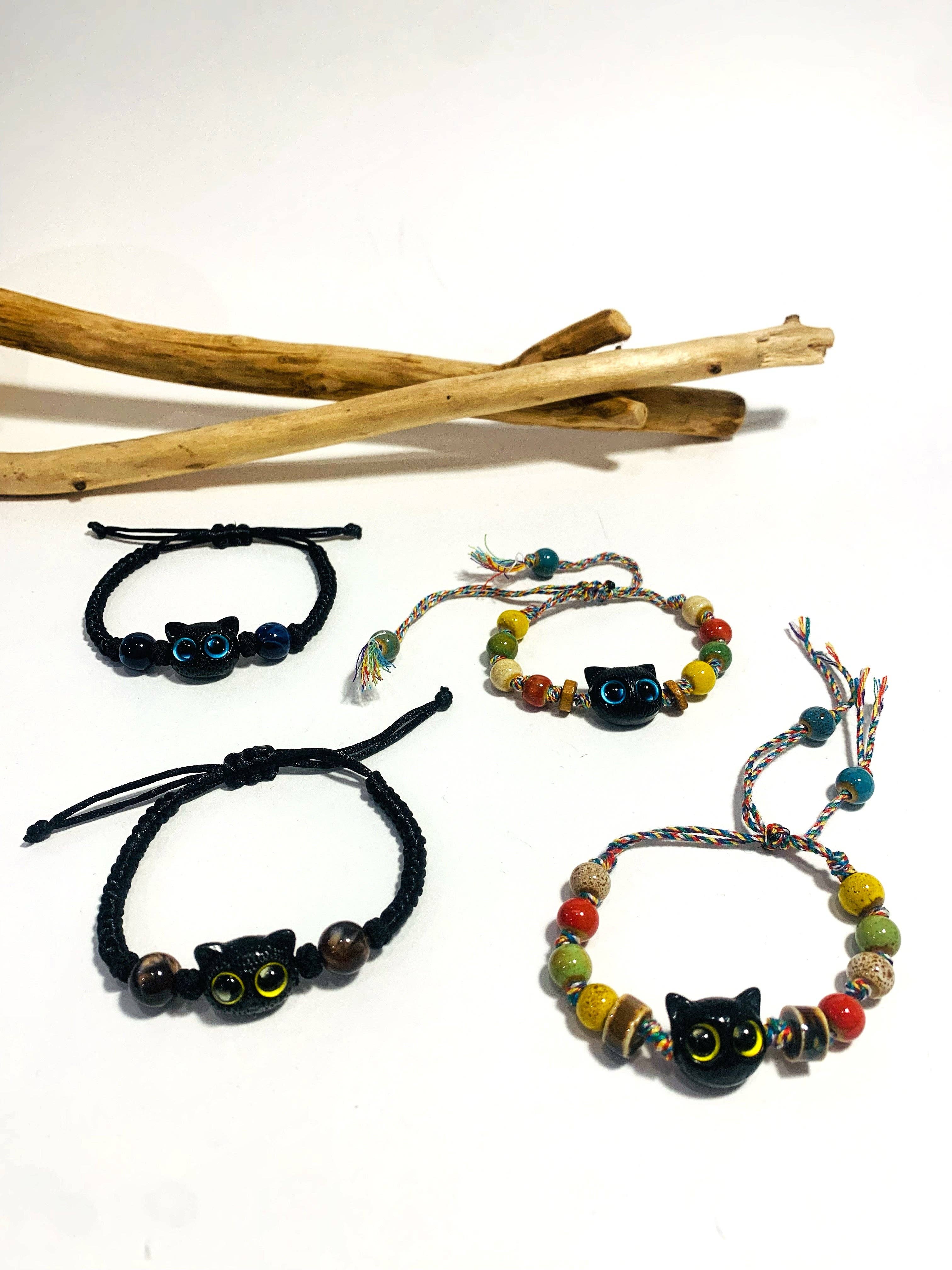 Atisha Spiritual Shop - Wholesale Beaded Bracelet - KITTEN elastic~ bracelet with kitten and natural hard stone beads, elasticized3