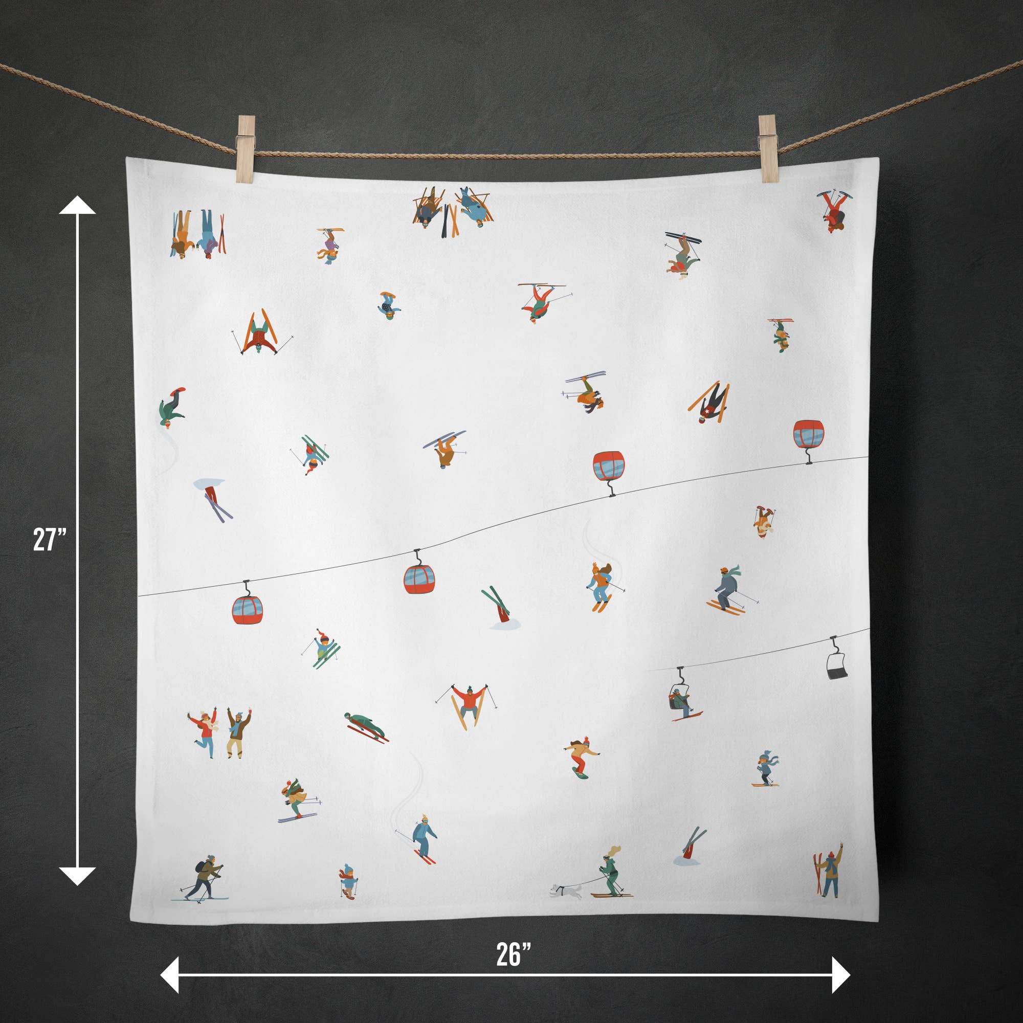 RubiaRojo - Wholesale Tea Towel - Alpine Skiers Gondolas & Mountain Decor Kitchen Tea Towel1