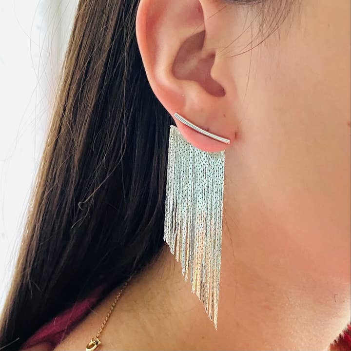 Housegoldjewelry – wholesale Tofsörhängen – Silver Tassel Örhängen, Vattenfall Örhängen, Fringe Örhängen,