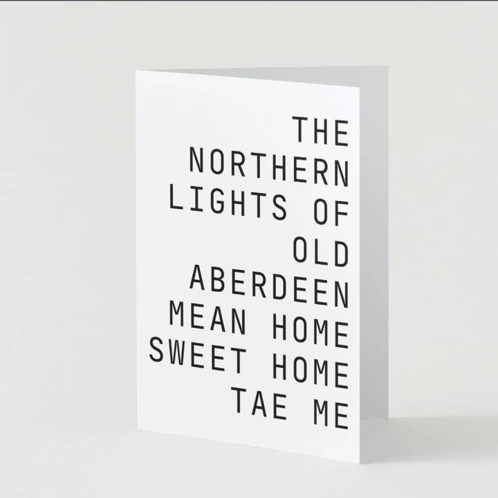 Scots Language Doric Aberdeen Northern Lights Greeting Card for wholesale by Mulderie Wood