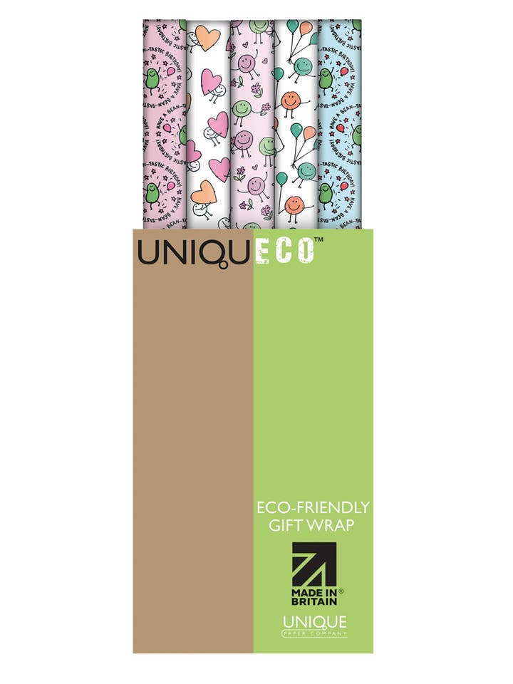 Lucilla Lavender Human Bean Little Quirks Wrapping Paper 42 for wholesale by The Unique Paper Company