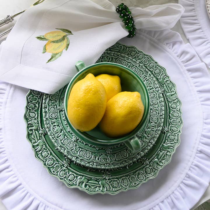 Arte Italica & Crown Linen Designs - Venta al por mayor Plato grande - Plato de cena renacentista italiano verde4