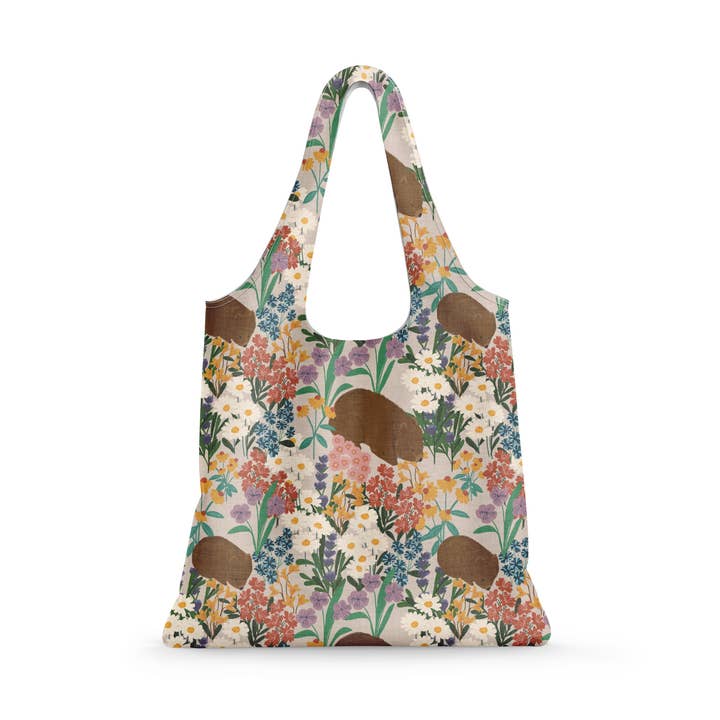 Reusable Shopping Bag – Wombat with Flowers Eco Tote by Suki McMaster for wholesale by Suki McMaster
