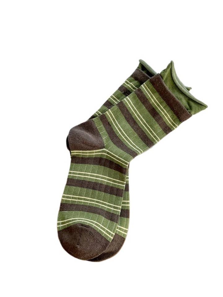 Funkyrel® Atzbranding Limited - Wholesale Socks – Women's - Rufia - Stripe Color-Block Mid-Calf Capsule Socks4