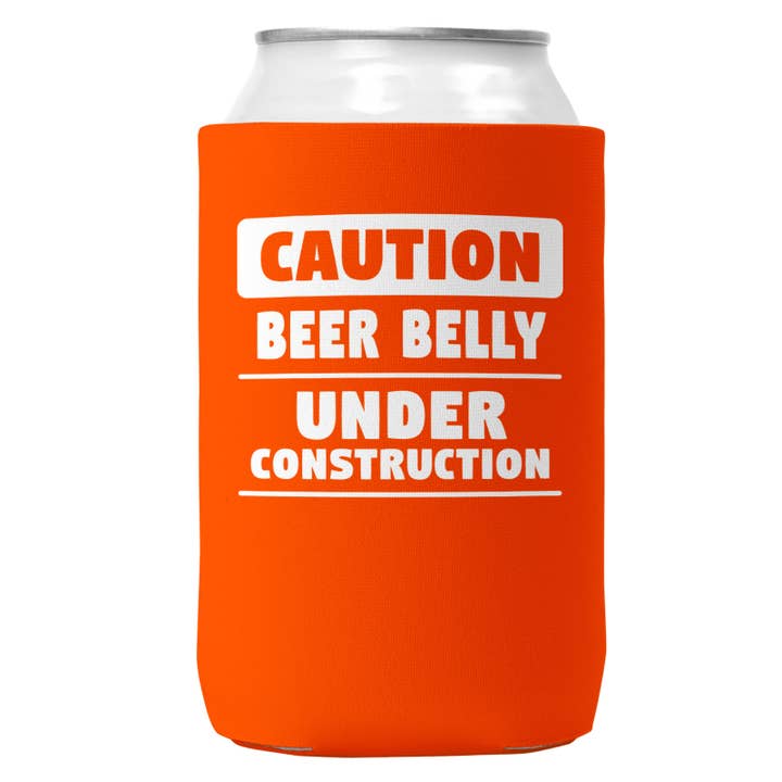 Beer Belly Under Construction Can Coozie Cooler for 12oz Can for wholesale by Wi-Wear