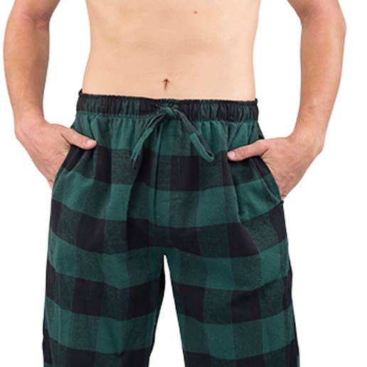 Pantalon de pyjama en flanelle Norty pour homme 39976 Green Buffalo Plaid pour la vente par Eastern Off Price
