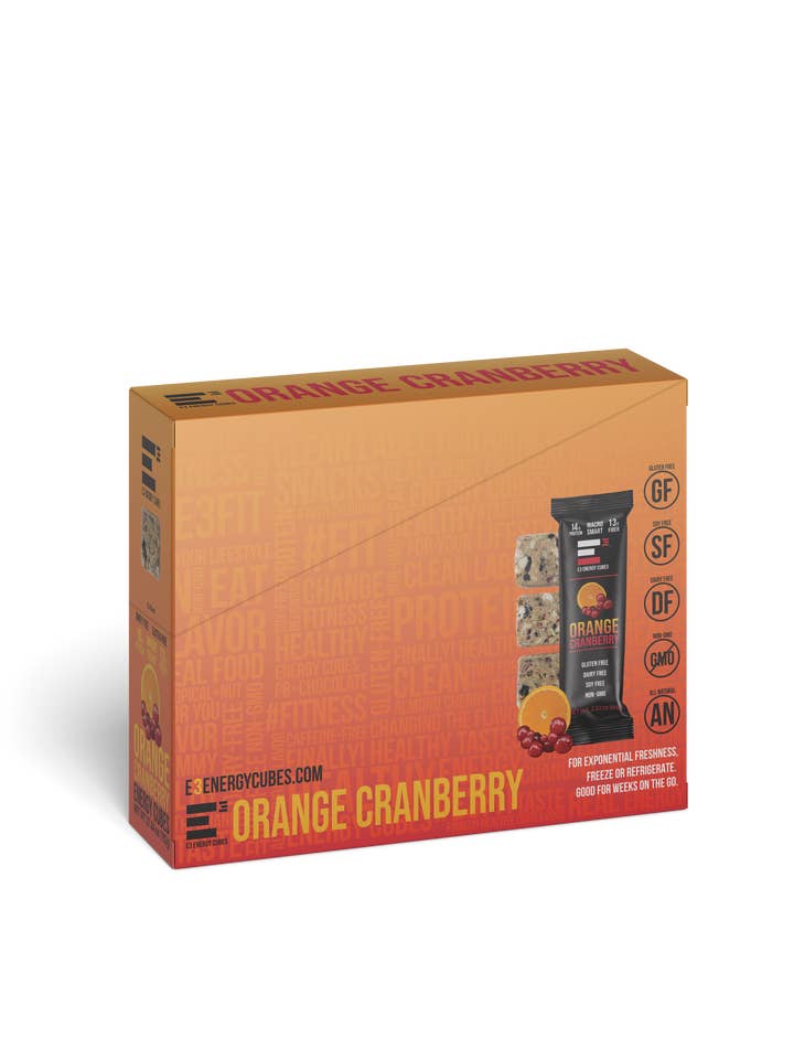 E3 Energy Cubes - Orange Cranberry Refrigerated Protein Bar for wholesale by E3 Energy Cubes, Inc.